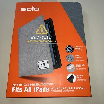 Solo Wyatt Recycled Case for ALL IPADS with Magnetic Border!  Heather Gray - Image 1 of 4