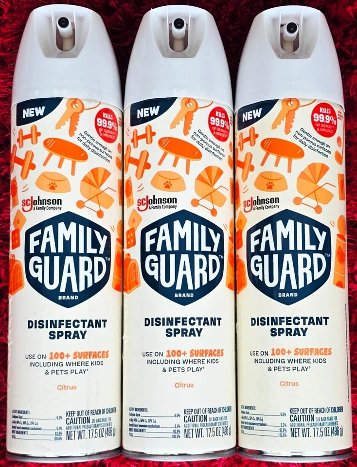 3 Family Guard Disinfectant Spray 100+ Surfaces Citrus Scent 17.5 oz Each - Image 1 of 1