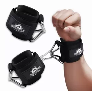 Gym Wrist Straps with Adjustable Triangular Hook&Loop for Cable Machine Workouts - Picture 1 of 6