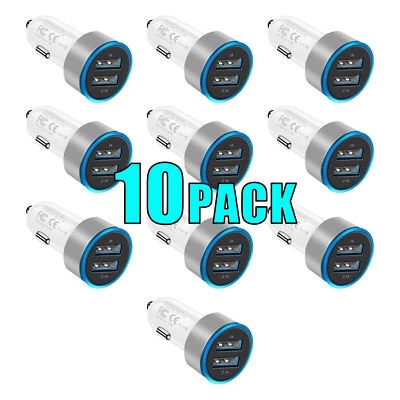 LOTE AL POR MAYOR 10 Cargador de Coche DOBLE PUERTO USB para iPhone Samsung UNIVERSAL Foto 1 de 4