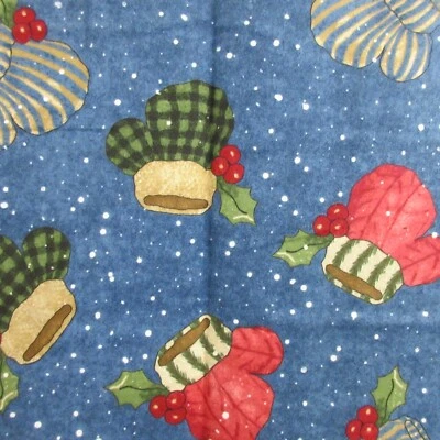 Flannel Fabric, 42" x 54" Winter Winds Warm Friends Allover Mittens #0087 Holly - Image 1 of 4