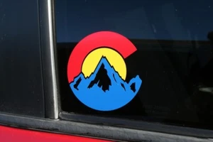Colorado Flag "C" with mountains #3 Die-Cut Sticker 3.5"x3.5" Colorado colors - Picture 1 of 2