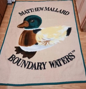 Matthew Mallard Boundary Waters Plush Fleece Blanket by Yamaken Japan Vtg 1980s  - Picture 1 of 18