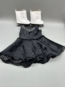 American Girl Truly Me Skating Outfit Black Silver Metallic Polka Dots Skates - Picture 1 of 4