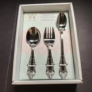 New Mikasa Antique Baroque 3 pc 18/10 Stainless Baby Feeding Set Flatware #11703 - Picture 1 of 10