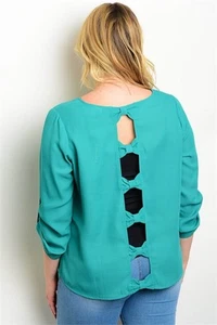 Women's Plus Size Relaxed Fit Cut out Back Blouse Top 1X - Picture 1 of 2