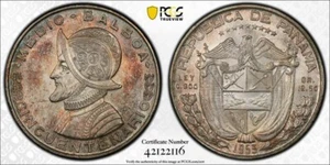 1953 Panama 1/2 Balboa PCGS MS66 Toned - Picture 1 of 3