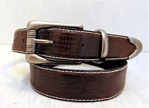 Brown 34.5" Belt Size 8 w/Silver Tone Buckle - Picture 1 of 7