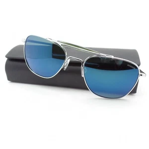 Randolph Aviator II Bright Chrome Skytec Cobalt Polarized 55mm AT006 USA New - Picture 1 of 5