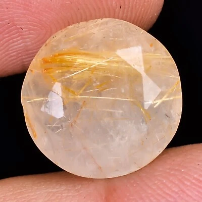 100% Natural Round Golden Rutile Quartz Cut Cabochon Top Quality 6.60Cts 14x05MM - Image 1 of 4