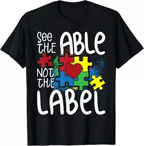 See The Able Not The Label Autistic Puzzle Autism Awareness T-Shirt Hoodie - Picture 1 of 18