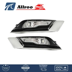 For 2017-2018 Ford Fusion Front Bumper Fog Lights w/Cover Bezel Pair LED Chrome - Picture 1 of 12