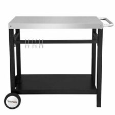 Royal Gourmet Double-Shelf Dining Cart Table - Black/Silver (PC3401S)