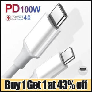 USB C To USB C Fast Charger PD 100W Dual Type C Charging Data Sync USB Cable UK - Picture 1 of 15