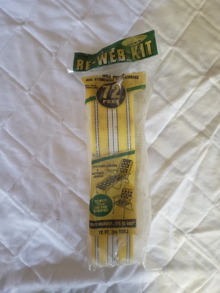 Vintage Wellington Re Web Kit Lawn Chair 39ft Gray Black White C2