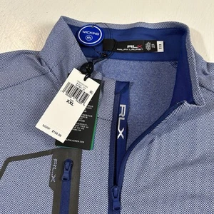 RLX Ralph Lauren Men’s 2XL Classic 1/4 Zip Blue Herringbone Golf Jersey Pullover - Picture 1 of 9