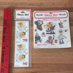 Suzy's Zoo Vintage Weihnachten Aufkleber Weihnachtsgrüße Scrapbooking neu versiegelt - Bild 1 von 4