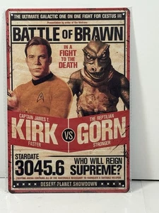 Star Trek Movie Metal Poster - Captain Kirk Vs Gorn Battle Of Barn Man Cave Room - Picture 1 of 1