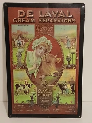 Letrero publicitario de metal estaño separador de crema De Laval lácteos  Foto 1 de 4