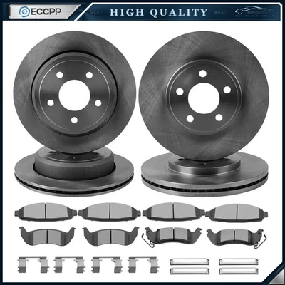 Front & Rear Rotors Ceramic Pads For Ford Crown Victoria Mercury Grand Marquis - Imagem 1 de 4