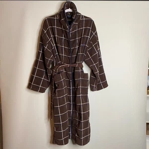 VTG Nautica Thick Brown Plaid Square Heavyweight Pocket Terry Cloth Bath Robe OS - Picture 1 of 15