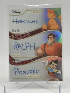 2025 Topps Chrome Disney Triple Auto Pinocchio Ralph Hercules /28 Mickey Print - Picture 1 of 4