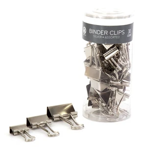 U Brands Binder Clips, Assorted Sizes, Silver Steel, 30-Count - Picture 1 of 3