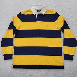 Polo Ralph Lauren Rugby Camicia a Righe Uomo Tg L Giallo Blu Manica Lunga - Foto 1 di 14