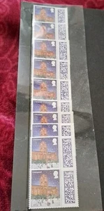 10xUnfranked 1st Class 2024 Barcoded Xmas Stamps Off Paper No Gum Curr FV=£17.00 - Picture 1 of 2