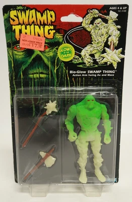 Bio Glow Swamp Thing 动作臂摆动斧头和梅斯复古可动人偶 1990 年 Un-Men — 第 1/4 张图片