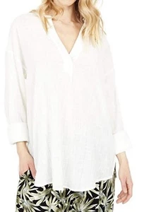 RIPCURL Women’s Ivory Long Sleeve V-Neck Classic Surf Tunic Shirt Size S - Picture 1 of 5
