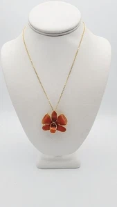 Vintage Blume Anhänger goldfarbene Kette Halskette 18" - Bild 1 von 9