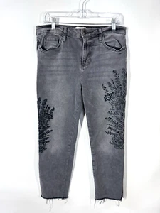 We The Free Juniors Girlfriend Jeans 29 Faded Black Floral Embroidered Stretch - Bild 1 von 12