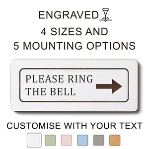Please Ring The Bell Sign with Arrow Left, Right, Up, or Down (or without) - Picture 1 of 11