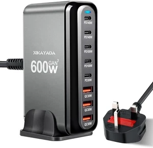 600W Ładowarka USB C 8-portowa szybka ładowarka GaN 140W / 100W / 30W USB C Stacja ładująca - Zdjęcie 1 z 7