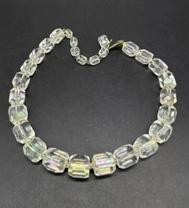Vintage Austrian Crystal Rock Aurora Borealis beaded necklace 14” - Picture 1 of 9