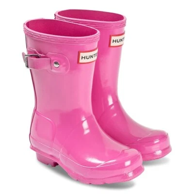 Hunter Kids Original Gloss Wellington Boots in Lipstick Pink