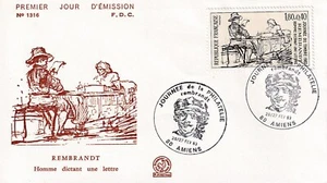Enveloppe 1er jour 1316 1983 Journée du timbre Rembrandt par Gandon 1 - Foto 1 di 2
