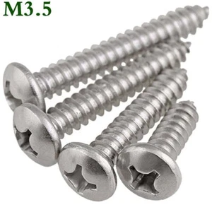 M3.5 Metric A2 Stainless Steel Phillips Pan Head Screws Self Tapping Wood Screws - Picture 1 of 12