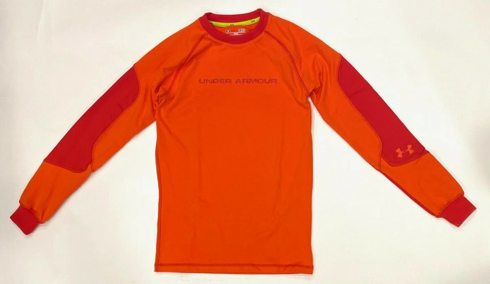 NEW Under Armour Men ColdGear Fitted Crew Long Sleeve T-Shirt BaseLayer Orange S - Image 1 of 1