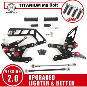 Juego trasero estriberas ajustables + pernos de montaje para Yamaha MT-10 FZ0-10 2016-2022 - Imagen 1 de 11
