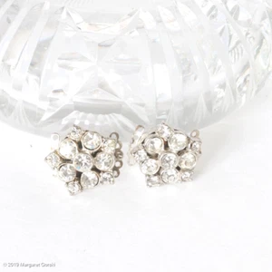 Clear Vintage Rhinestone Box Clasps for 5 strand necklace Lot of 2 - Picture 1 of 7