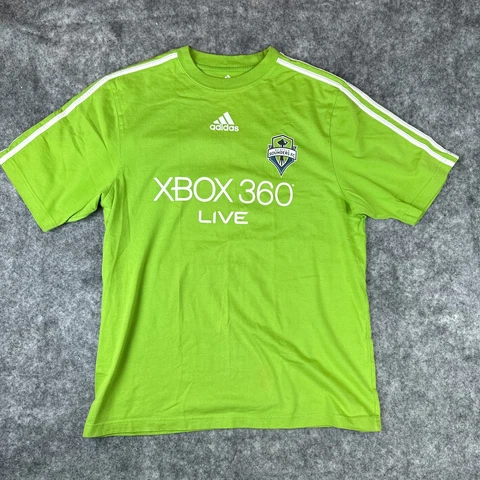 Seattle Sounders FC Shirt Mens Small Green White Stripes Adidas Soccer MLS Cover