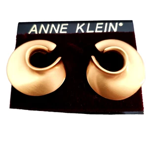 Vintage Anne Klein Earrings Brushed Matte Gold Tone Pierce Backs New Old Stock - Picture 1 of 4