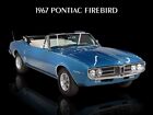 1967 Pontiac Firebird Cabriolet Bleu NEUF SIGNE MÉTAL : 9x12" Livraison Gratuite