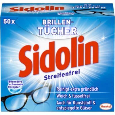 Brillenputztücher Sidolin Brillen Putztücher 50 Stück Brillen pflege Brillentuch