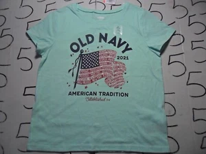 Large NWOT 10/12 Youth Girls Old Navy 2021 Patriotic Shirt - Picture 1 of 3