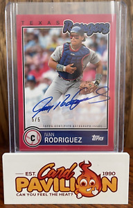2020 Topps Brooklyn Ivan Rodriguez RED Auto #'d/5 HOF Texas Rangers Autograph