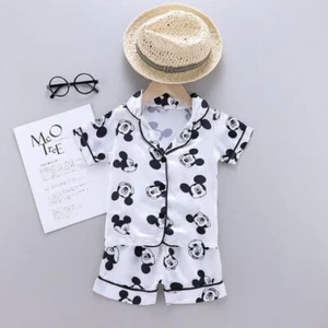 Kids Mickey Mouse Ice Silk Short Sleeved Pajamas Boy/Girl Set 3T - Picture 1 of 1