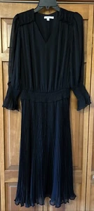Chico’s Black, Partially Pleaded, Long Sheer Puffy Type Sleeved Dress, 00 (2) - Picture 1 of 9